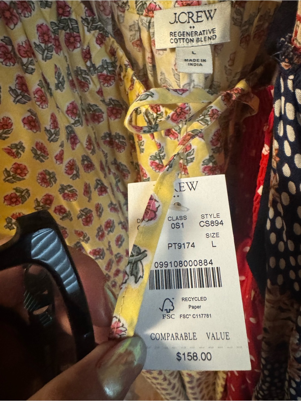J.Crew Smocked Waist Yellow Floral Midi Dress - Picture 5 of 5
